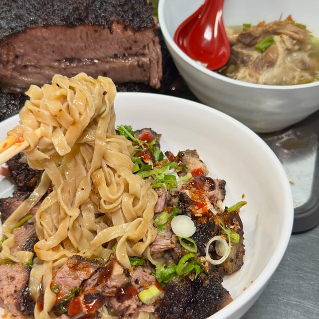 Smoked Brisket Bowl w/ Big Egg Noodles.
